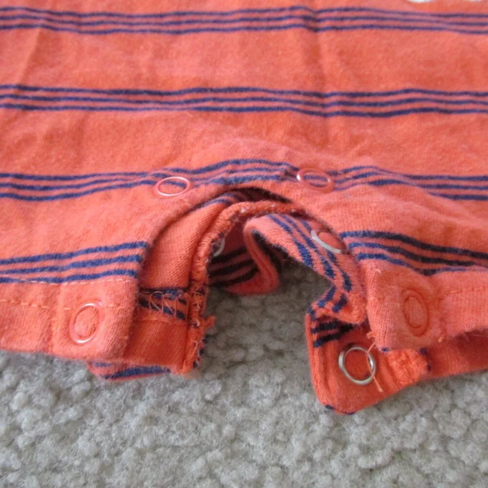 Carters Child of Mine Polo Romper Boys 3-6M Orange Stripe Short Sleeve Puppy Dog